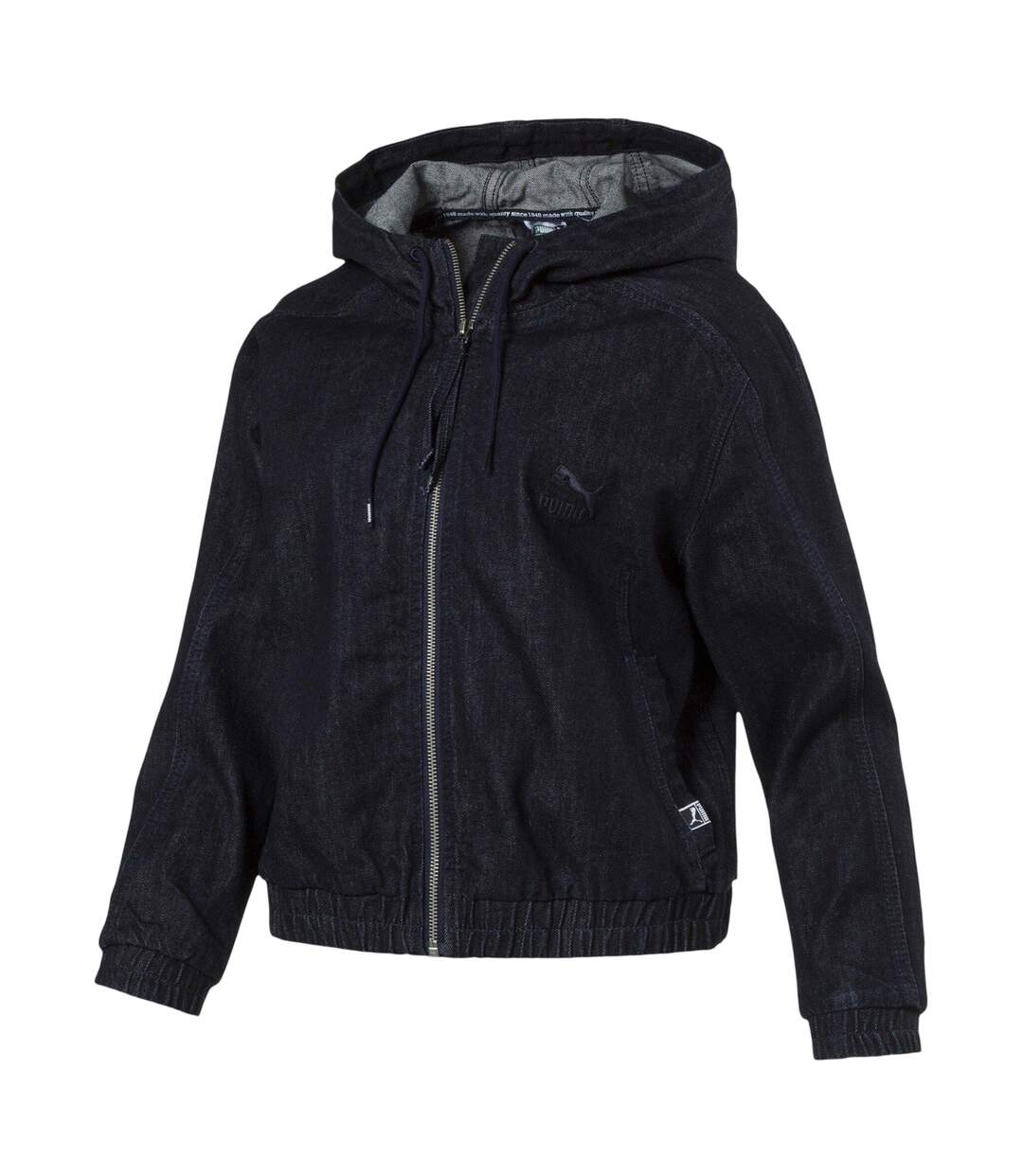 Womens/ladies T7 Denim Track Jacket Black Puma-2