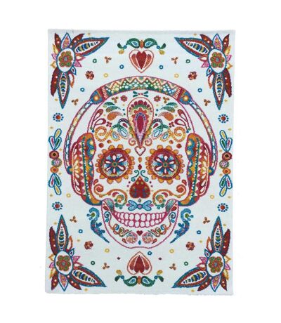 Tapis enfant tissé motif tête de mort SKULL HEAD