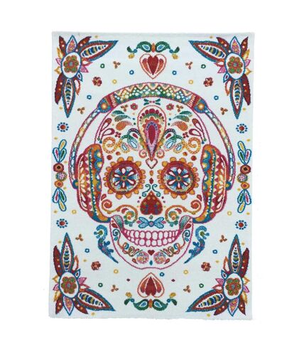 Tapis enfant tissé motif tête de mort SKULL HEAD