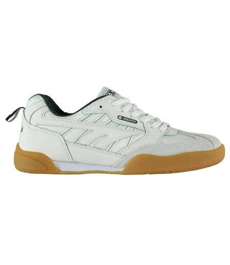 Mens Suede Squash Shoes White Green Hi-Tec