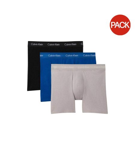 Pack Of 3  Mens Cotton Blend Boxer Briefs  Black Grey Blue Calvin Klein