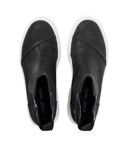 Womens/ladies Logo Leather Low Cut Boots Black Toms