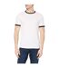 Mens Ringer Embroidered T-shirt White Farah-1