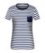 T-shirt rayé coton bio marinière pour femme - 8027 - blanc et bleu marine