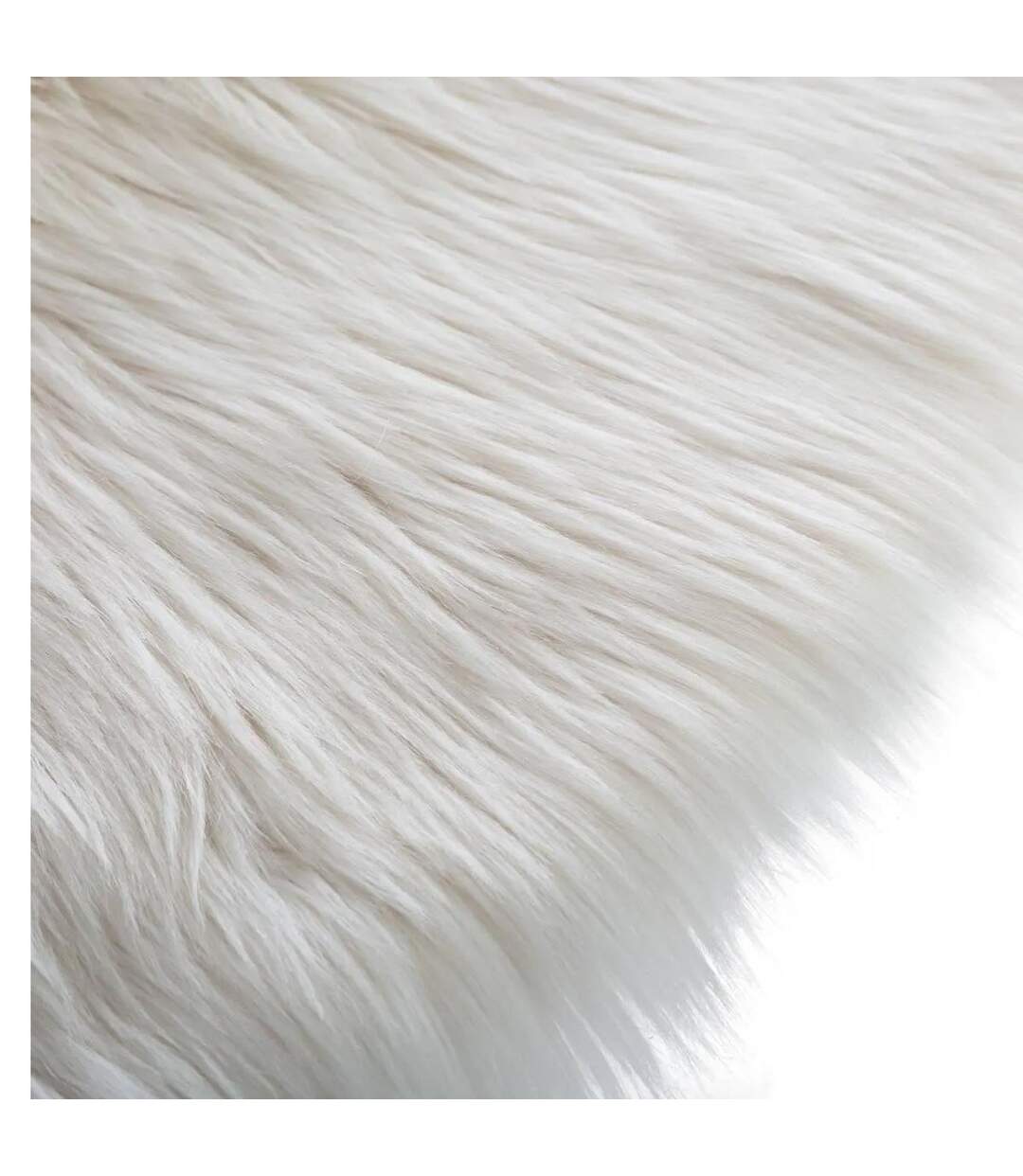 Tapis de Salon Fourrure Cercle 90cm Blanc-2