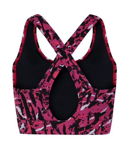 Womens/ladies wave zebra print sports bra neon pink Dare 2B