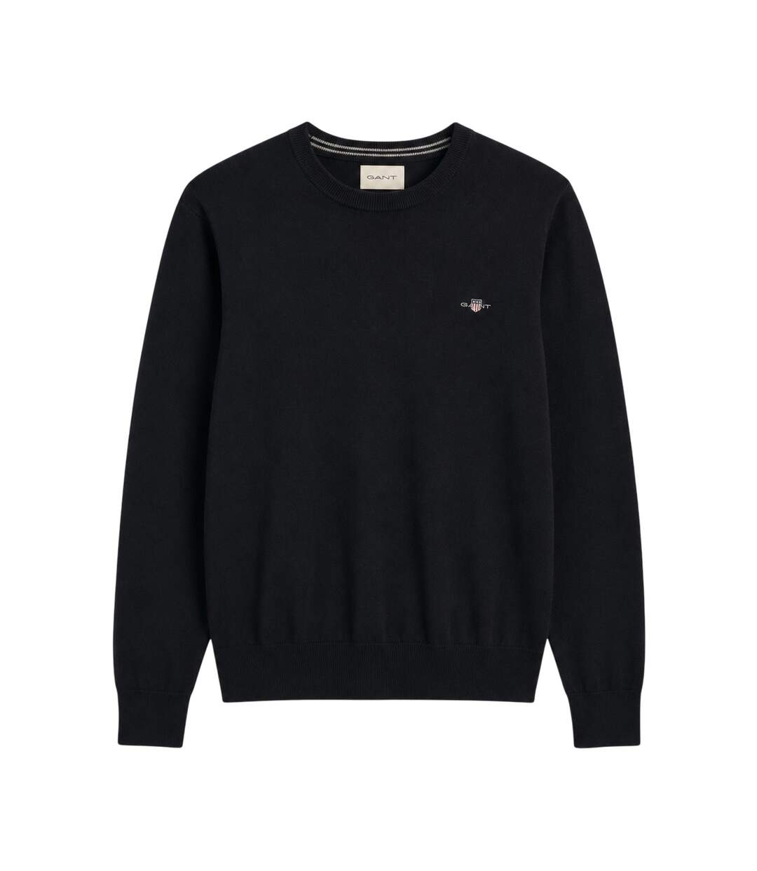 Mens Cotton Crew Neck Jumper Black Gant-2