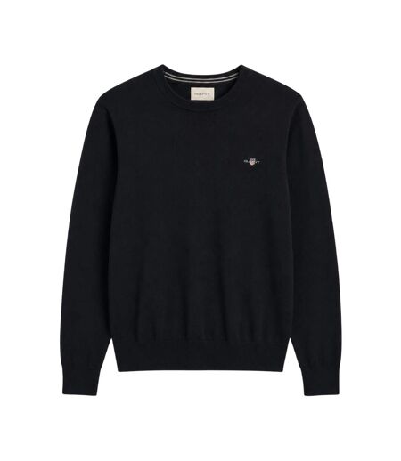 Mens Cotton Crew Neck Jumper Black Gant