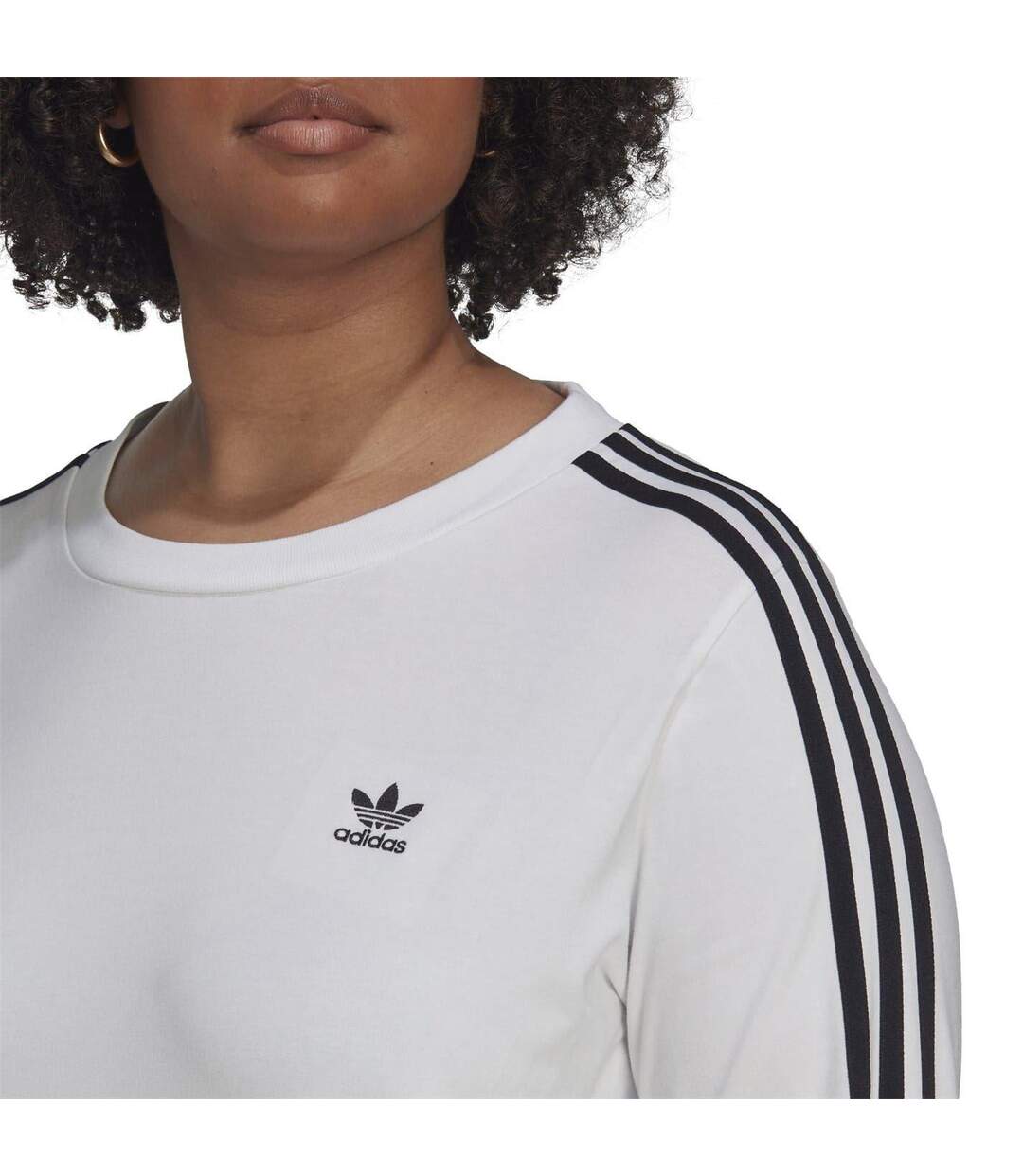 Haut Manches Longues Motif/style 3 Rayures Femme Blanc Adidas-4