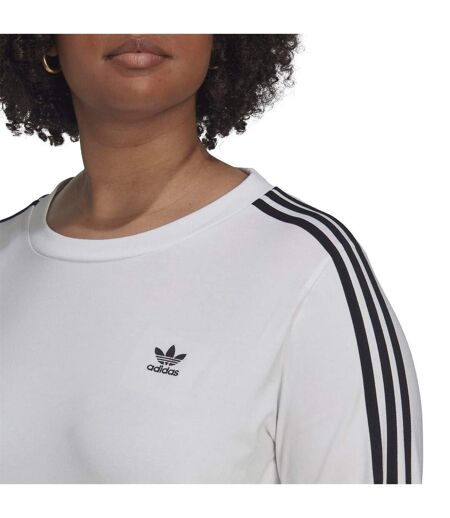 Haut Manches Longues Motif/style 3 Rayures Femme Blanc Adidas
