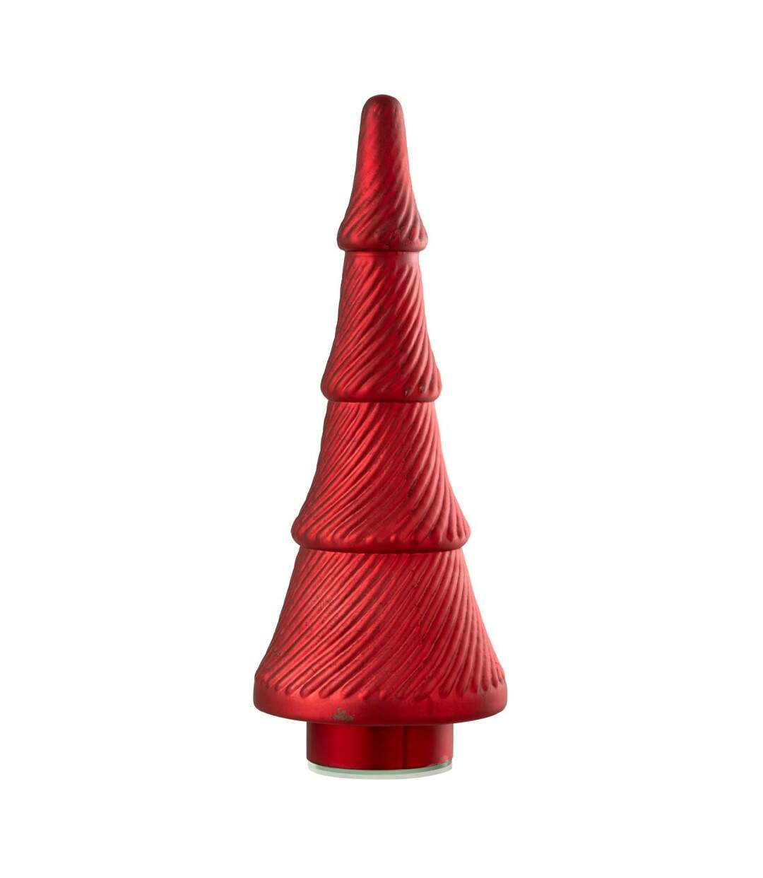 Sapin de Noël en Verre Côtelé 41cm Rouge-1