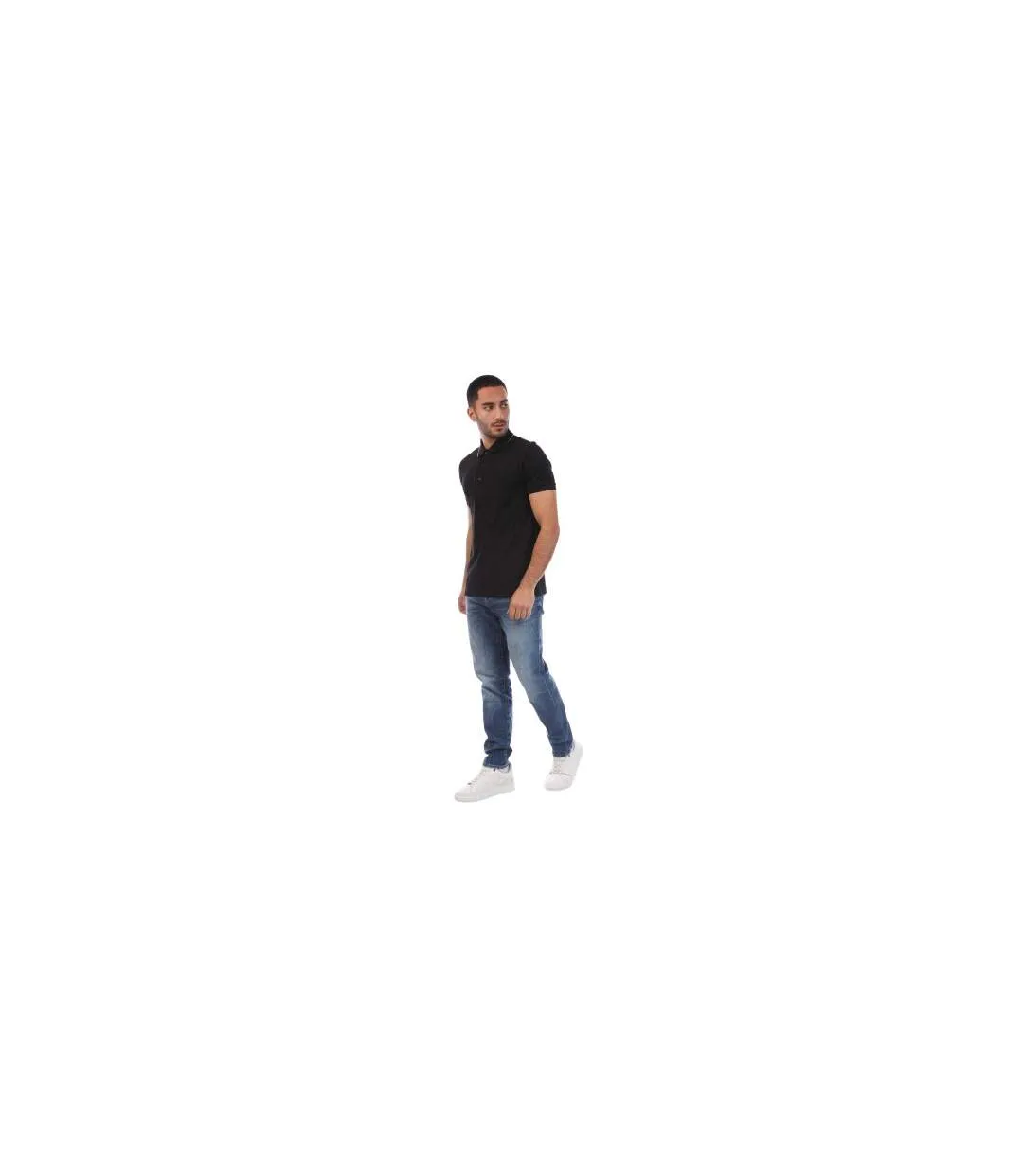Mens Tonal Logo Slim Short-sleeved Polo Shirt Black Boss-1