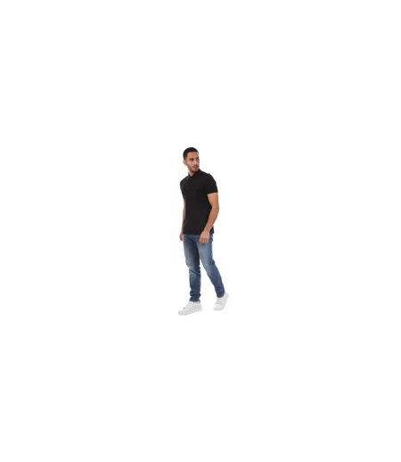 Mens Tonal Logo Slim Short-sleeved Polo Shirt Black Boss