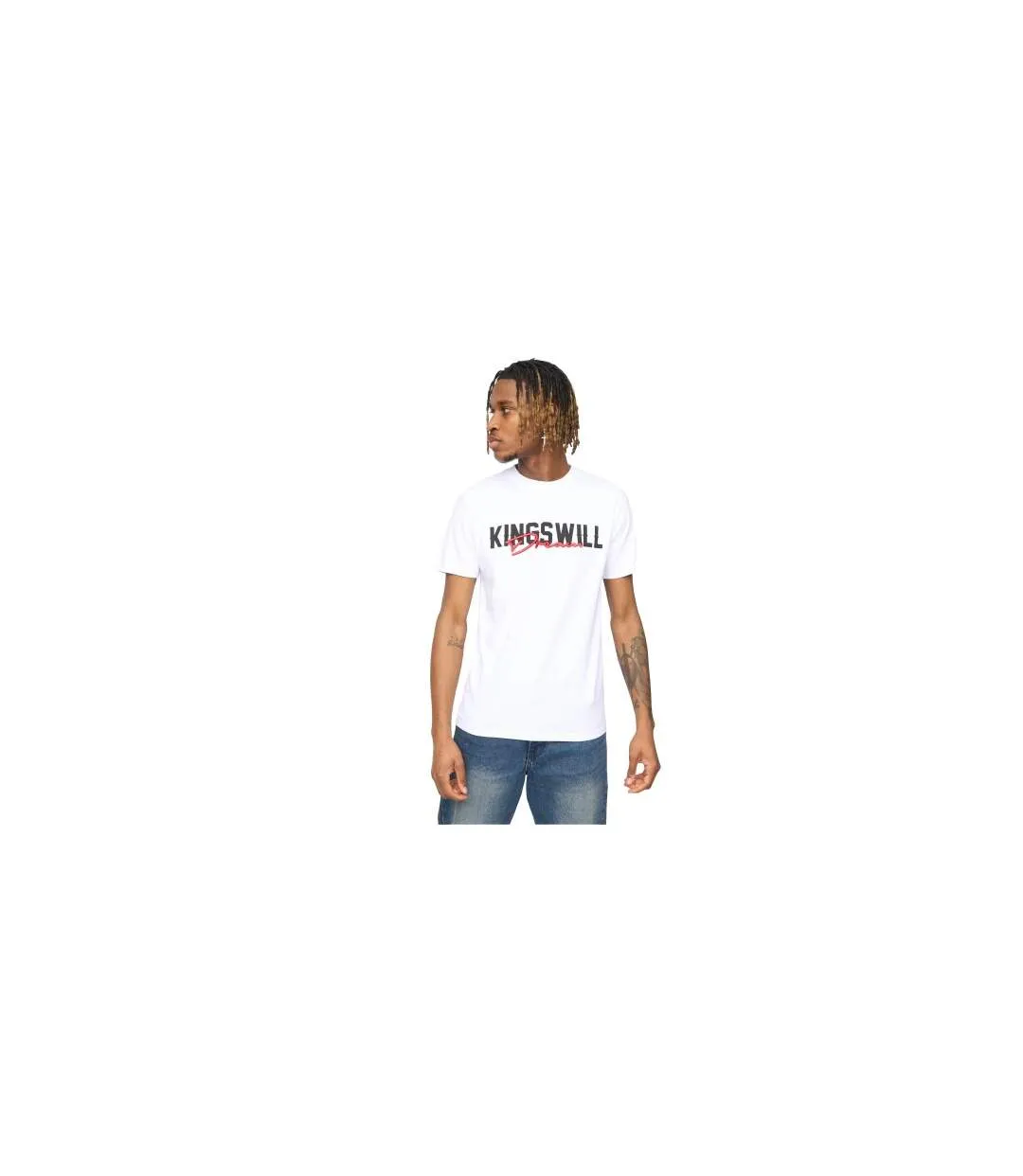 Mens Bilkie Embroidered Logo T-shirt White Kings Will Dream-1