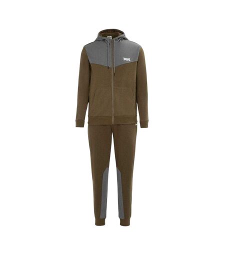Mens Two Tone Cotton Blend Workout Tracksuit Army Green Lonsdale