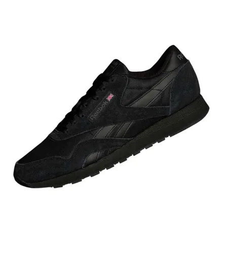 Mens Nylon Suede Panel Trainers Black Grey Reebok