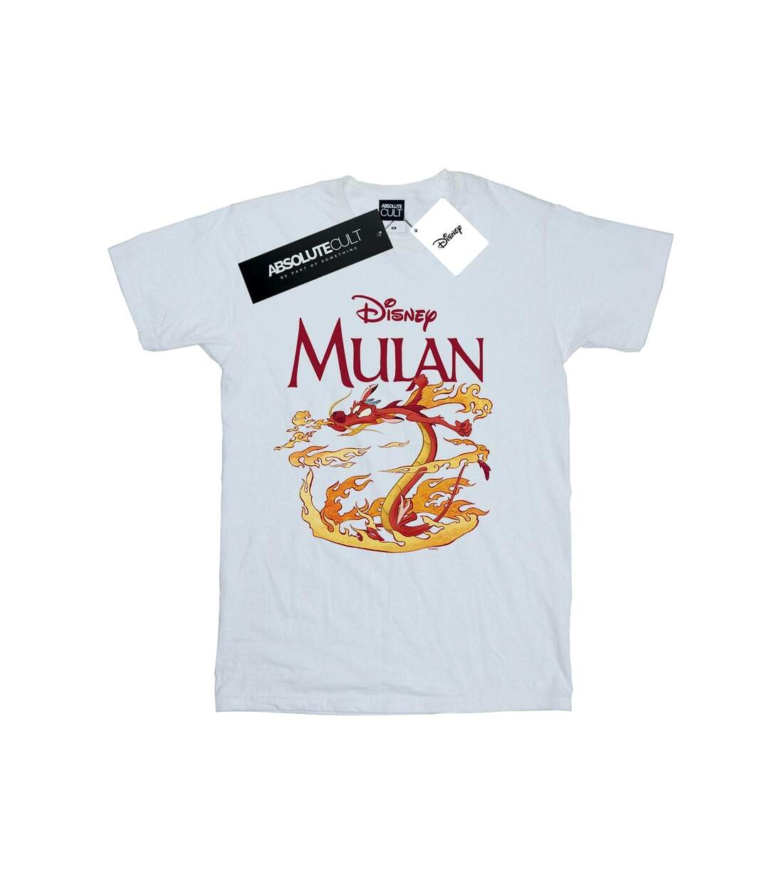 Disney Femme/Les femmes Mulan Mushu Dragon Fire Cotton Boyfriend T-Shirt (Blanc) - UTBI18033-1