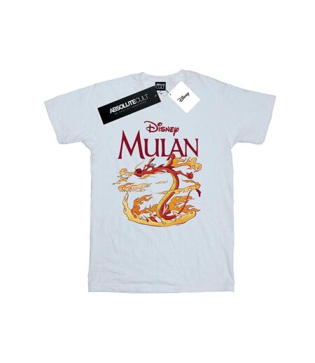 Disney Femme/Les femmes Mulan Mushu Dragon Fire Cotton Boyfriend T-Shirt (Blanc) - UTBI18033