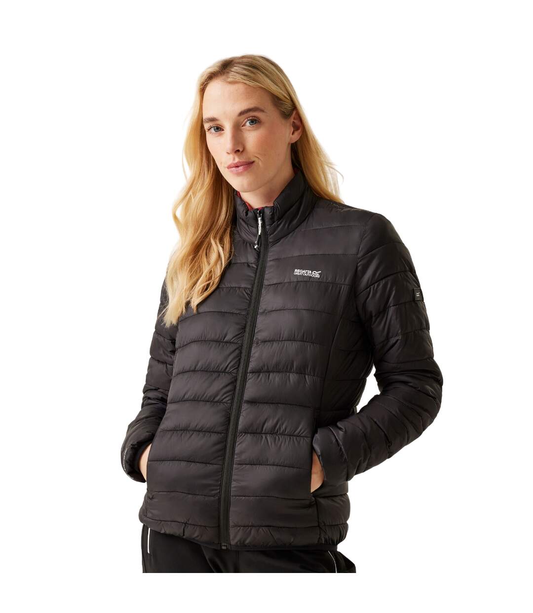 Womens/ladies Marizion Quilted Jacket Black Mineral Red Regatta-1
