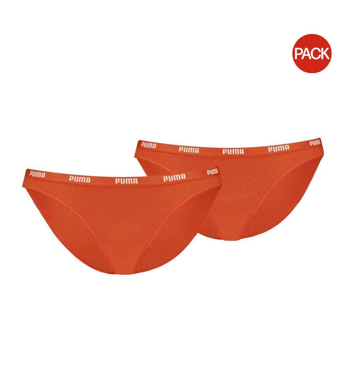 Pack Of 2  Womens/ladies Logo Bikini Bottoms  Flame Orange Puma-1