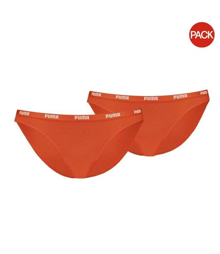 Pack Of 2  Womens/ladies Logo Bikini Bottoms  Flame Orange Puma