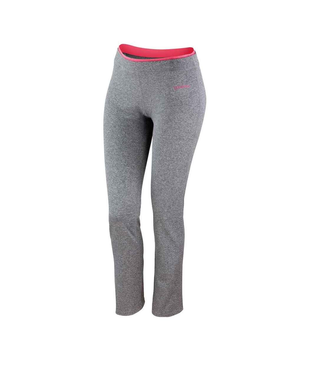 Womens/ladies fitness jogging bottoms sports grey/hot coral Spiro-1