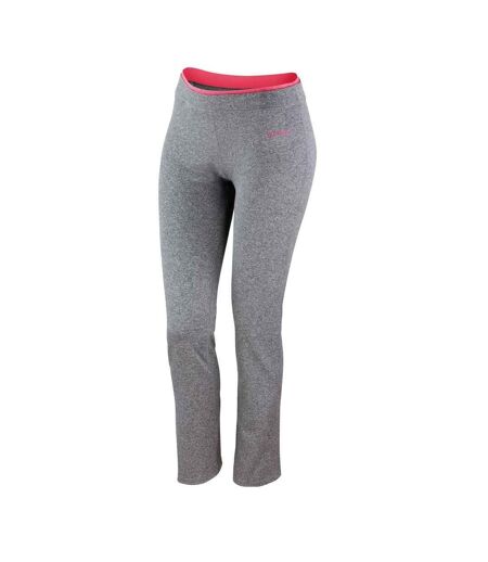 Womens/ladies fitness jogging bottoms sports grey/hot coral Spiro