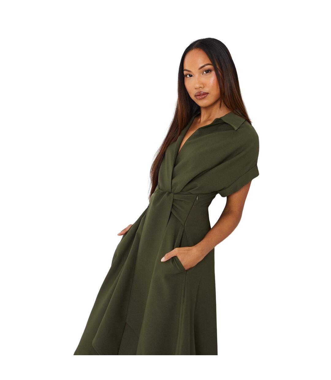 Robe mi-longue femme vert kaki Principles-3