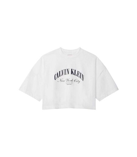 Haut Court Motif/style Logo Arqué Femme Blanc Vif Calvin Klein