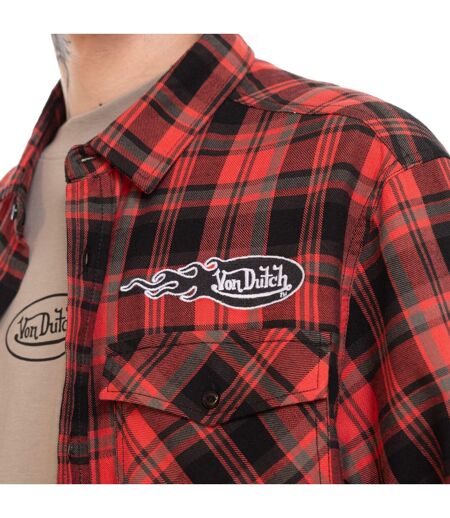 Chemise manche longues à carreaux poches avec print et écusson Juan Vondutch
