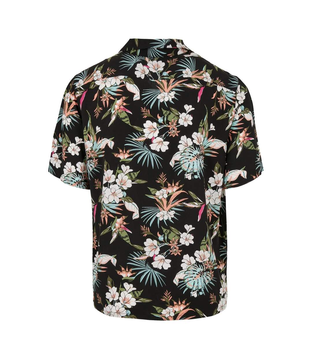 Mens Tropical Viscose Resort Shirt Black Multicoloured Urban Classics-2
