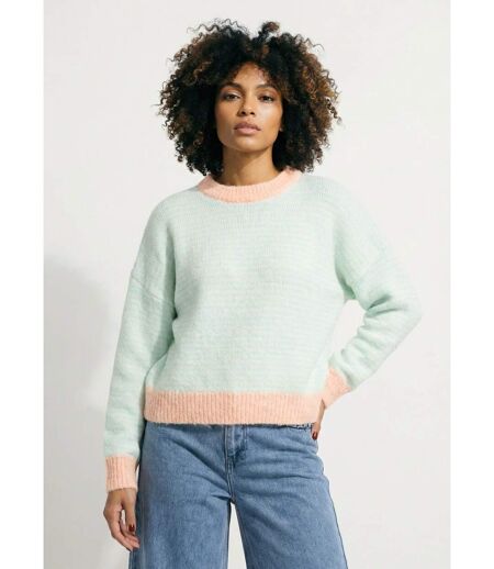 Pull duveteux rayé pastel forme loose