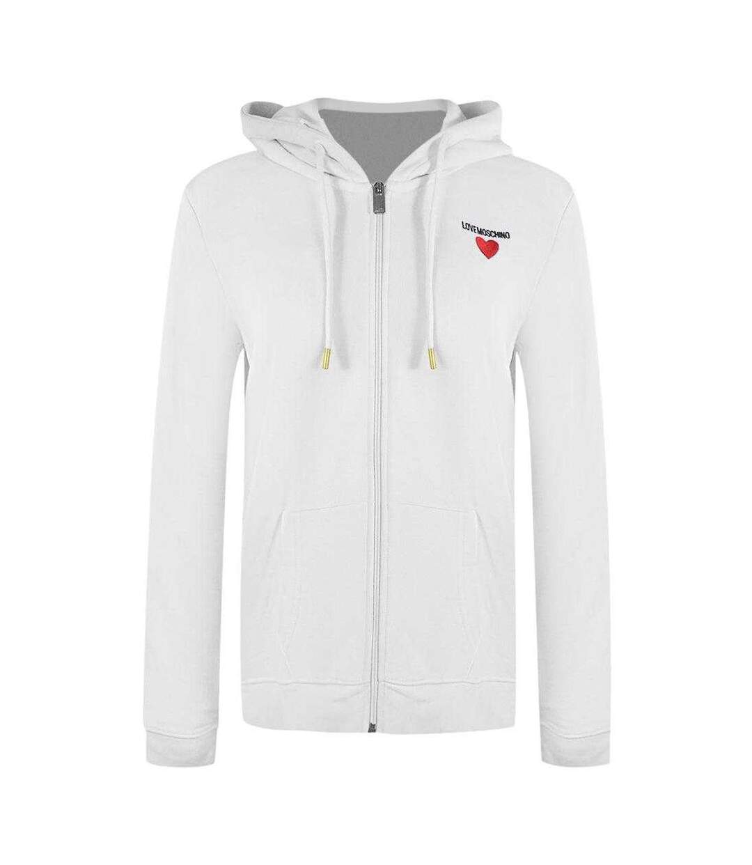 Veste À Capuche Motif/style Cœur Femme Blanc Love Moschino-1