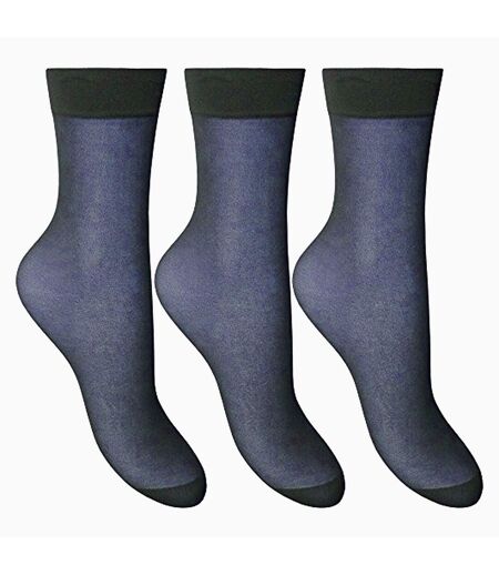 Silky Womens/Ladies Smooth Knit Ankle High (3 Pairs) (Navy) - UTLW249