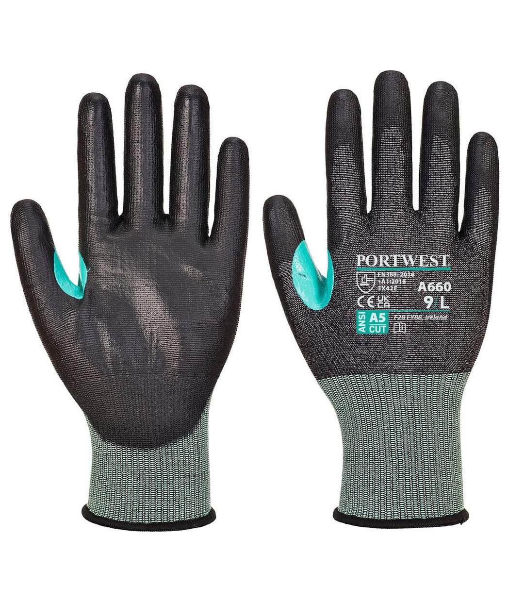 Unisex adult a660 cs e18 pu cut resistant gloves s black Portwest-1