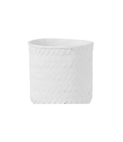 Cache Pot en Ciment Tissage 25cm Blanc