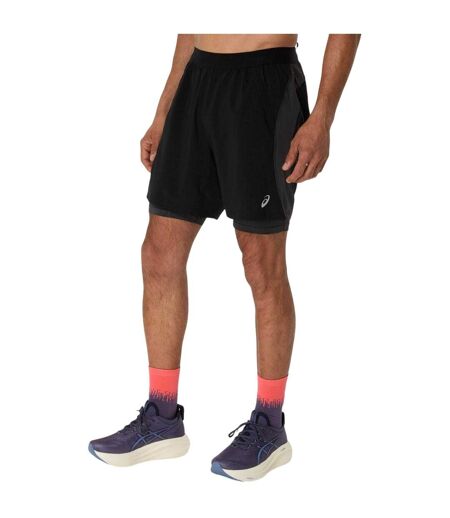 Mens 2 In 1 Running Shorts Black Grey Asics