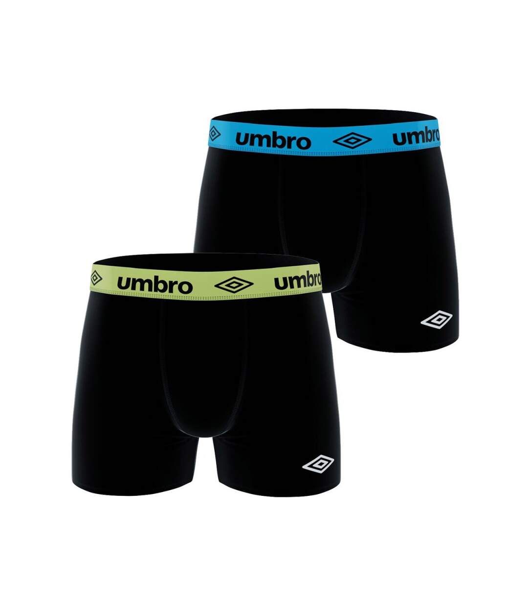 UMBRO Lot de 2 Boxers Homme Coton BCX2 ASS1 Noir Vert Bleu-1