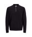 Mens Emil Knitted Quarter Zip Polo Shirt Black Jack And Jones-2