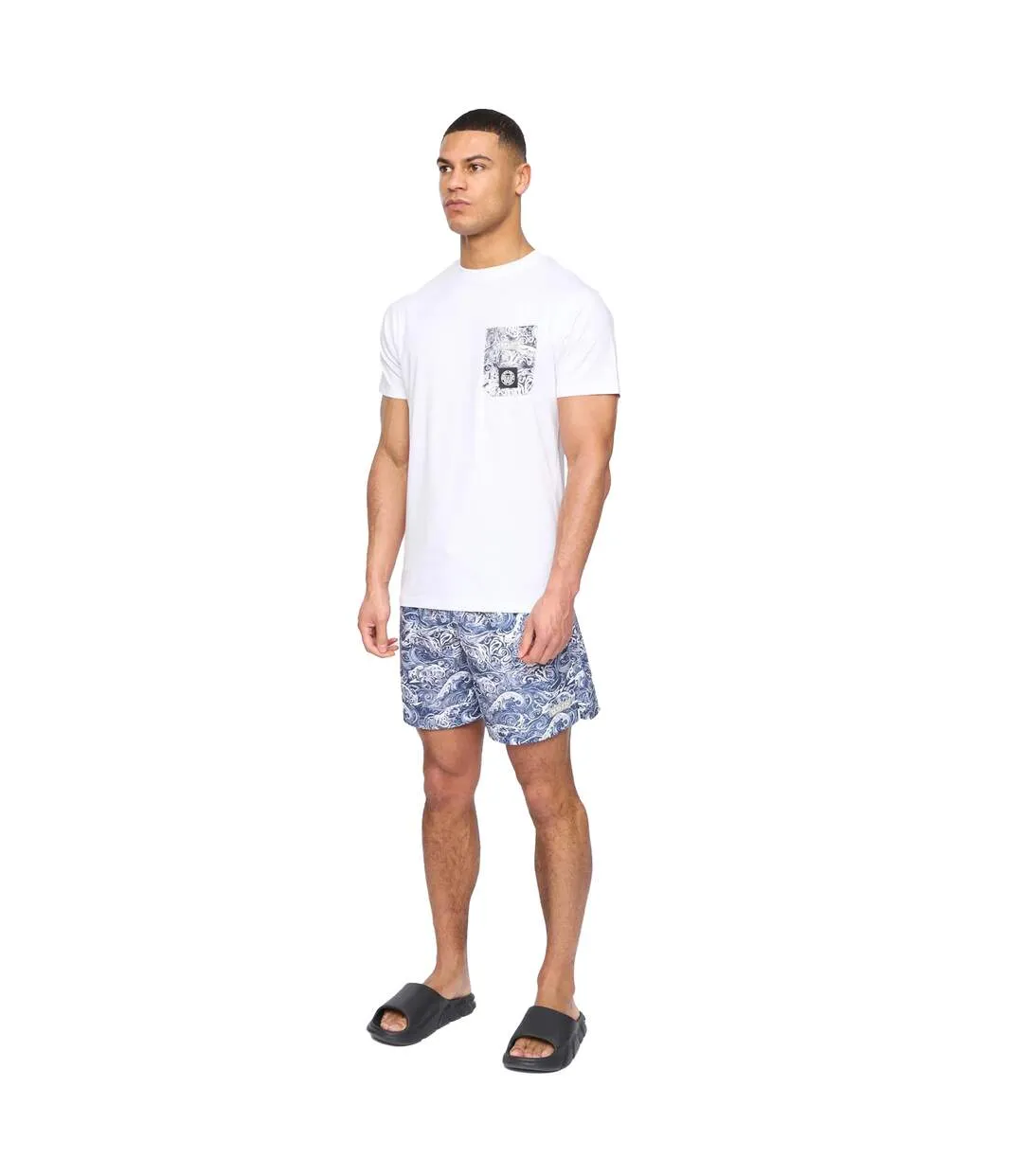Mens Wave Polyester Regular Summer Swim Shorts Navy Henleys-1