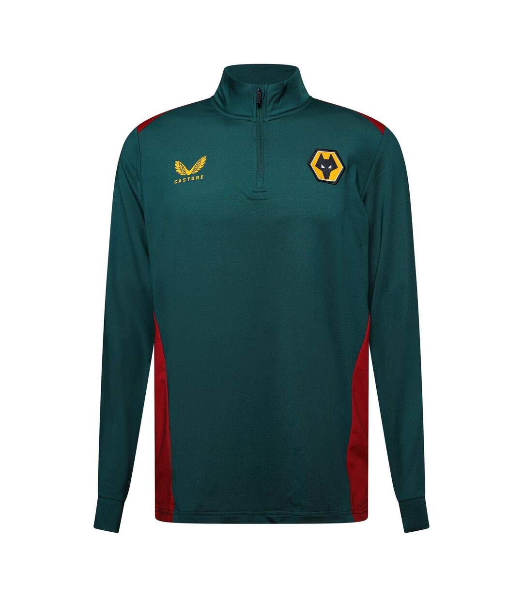 Mens Wolverhampton Wanderers Fc Quarter Zip Training Track Top Red Castore-1