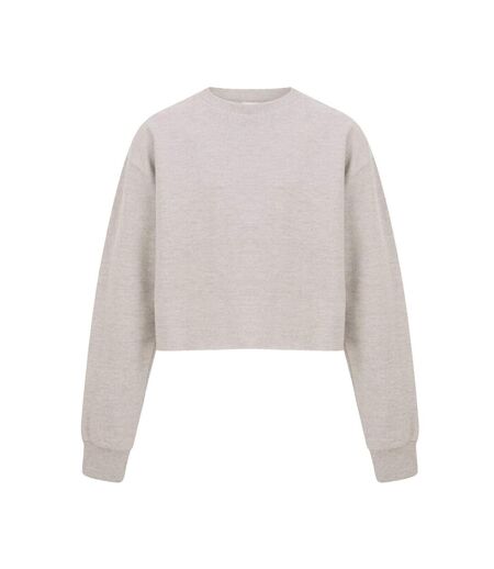 Womens/ladies Crop Sweatshirt Oatmeal Miso