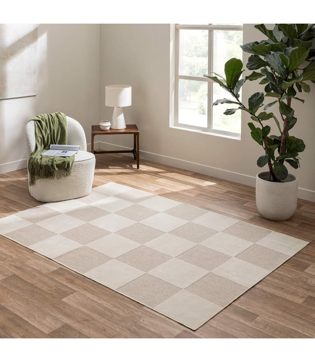 Tapis Damier en Relief Toledo 140x200cm Naturel-4