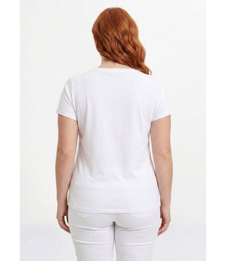 T-shirt court blanc motif sequins col rond