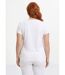 T-shirt court blanc motif sequins col rond-2