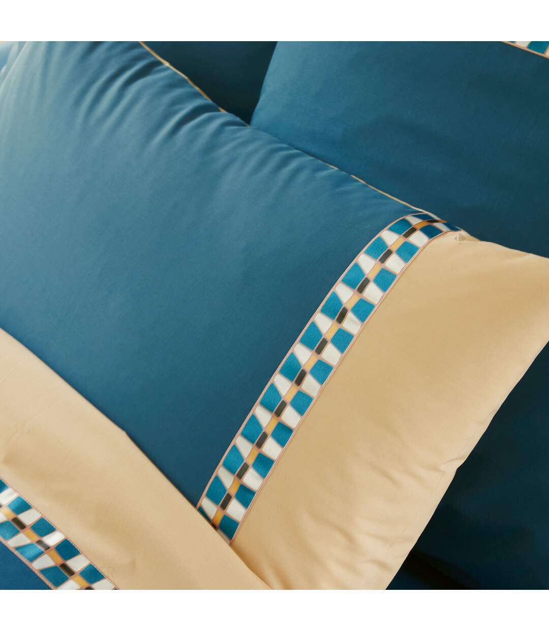 Taie d'oreiller en percale de coton LINOA bleu cobalt-3