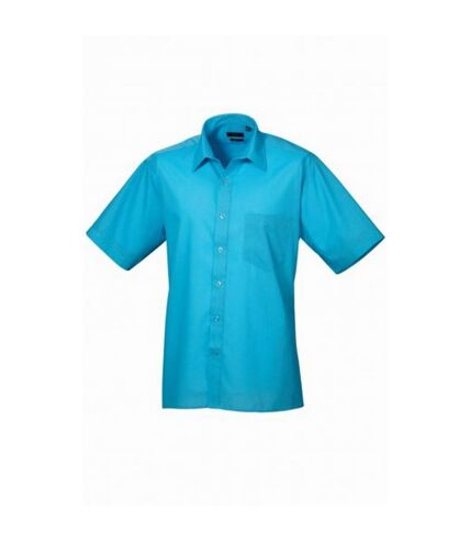 Premier Mens Short Sleeve Poplin Shirt (Turquoise)