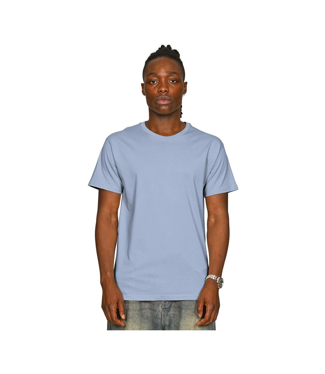 Unisex Adult Supreme Organic Combed T-shirt Pastel Blue Casual Classics-1