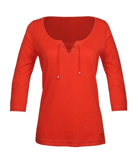 MAYFLOWER DOUGLAS1 - Tee-shirt manches 3/4 en maille flammée avec col à lacets