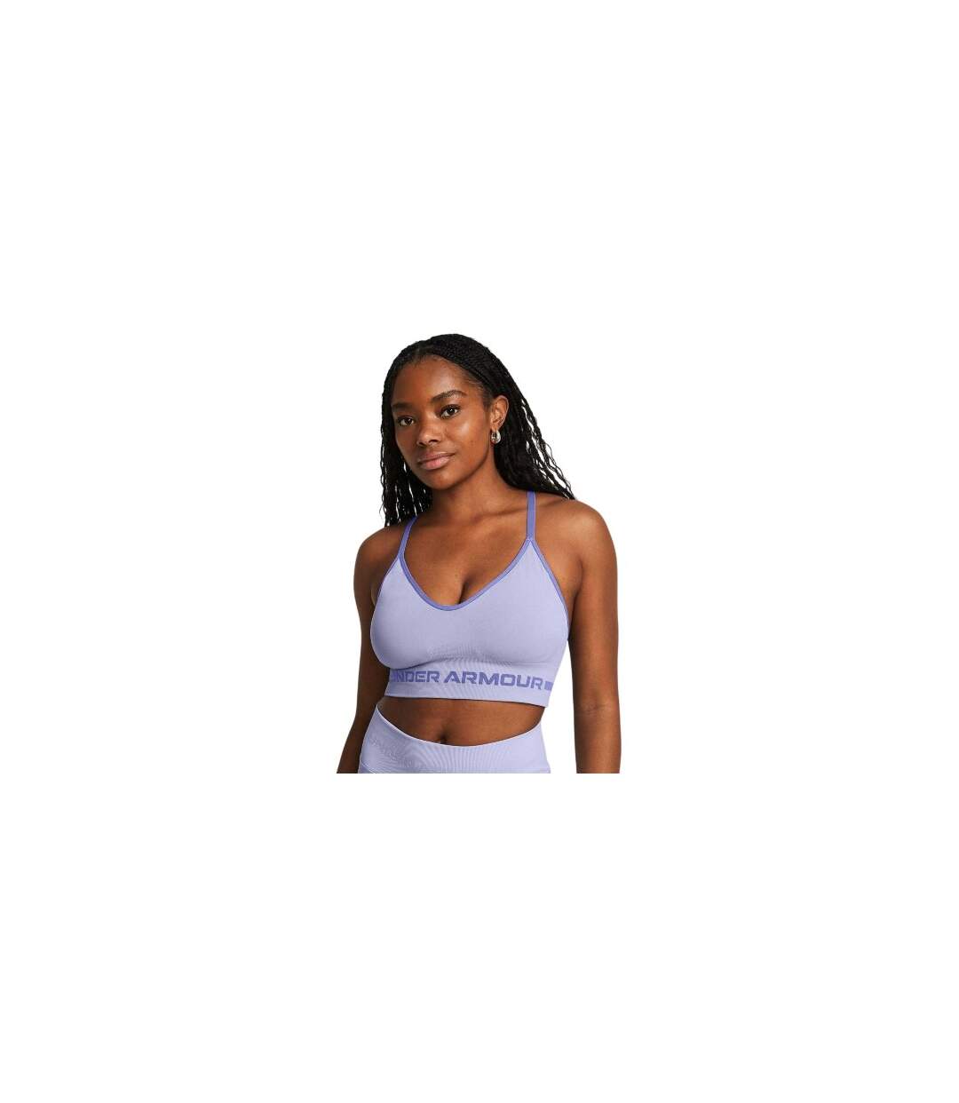 Womens/ladies Low Long Sports Bra Purple Under Armour-1